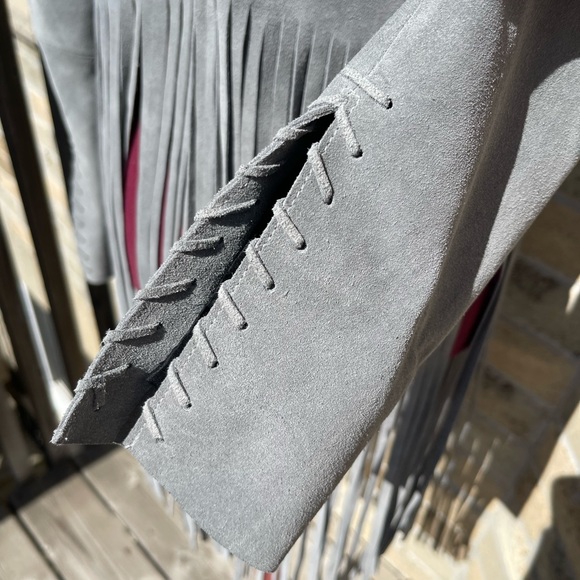 The Perfext Women's Open Front Christy Fringed Leather Jacket Boho Size Lg $1495 - Picture 5 of 7